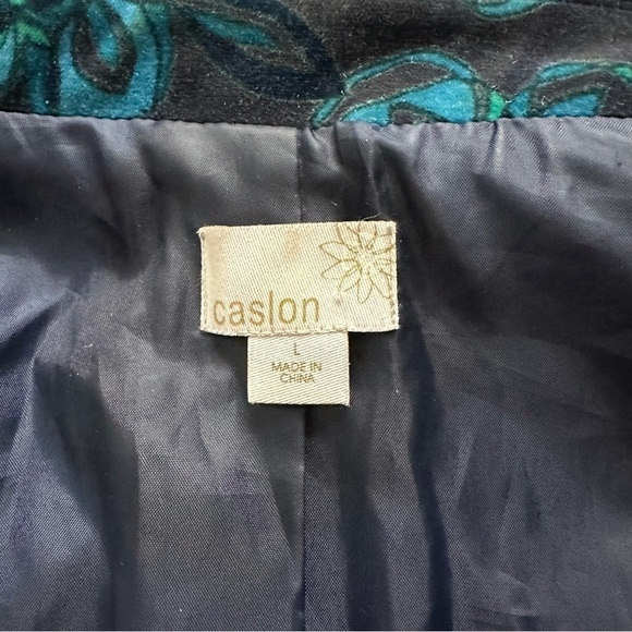 Caslon Floral Print Velvet Blazer Blue & Green Size Large - Picture 2 of 8